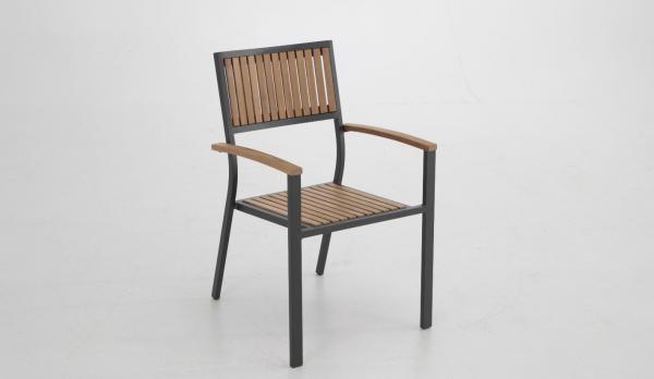 silla de aluminio y teca para hosteleria "Tekar"